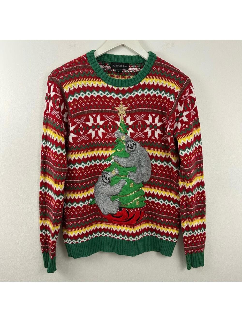 Blizzard Bay Ugly Sloths Christmas Sweater Men's Size S